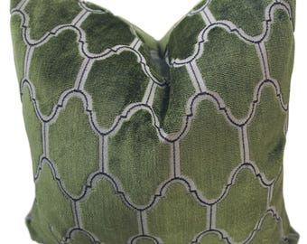 Olive Green Cut Velvet Pillow Cover