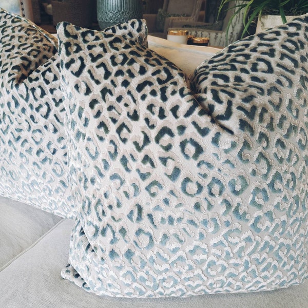 Blue Leopard Pillow Etsy