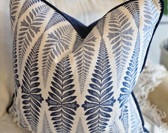 Floral Stripe Classic Navy Pillow Cover