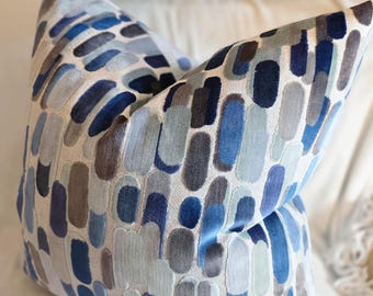 Seaside Blue Velvet Pillow Cover