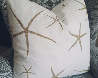 Embroidered Sea Star Pillow Cover