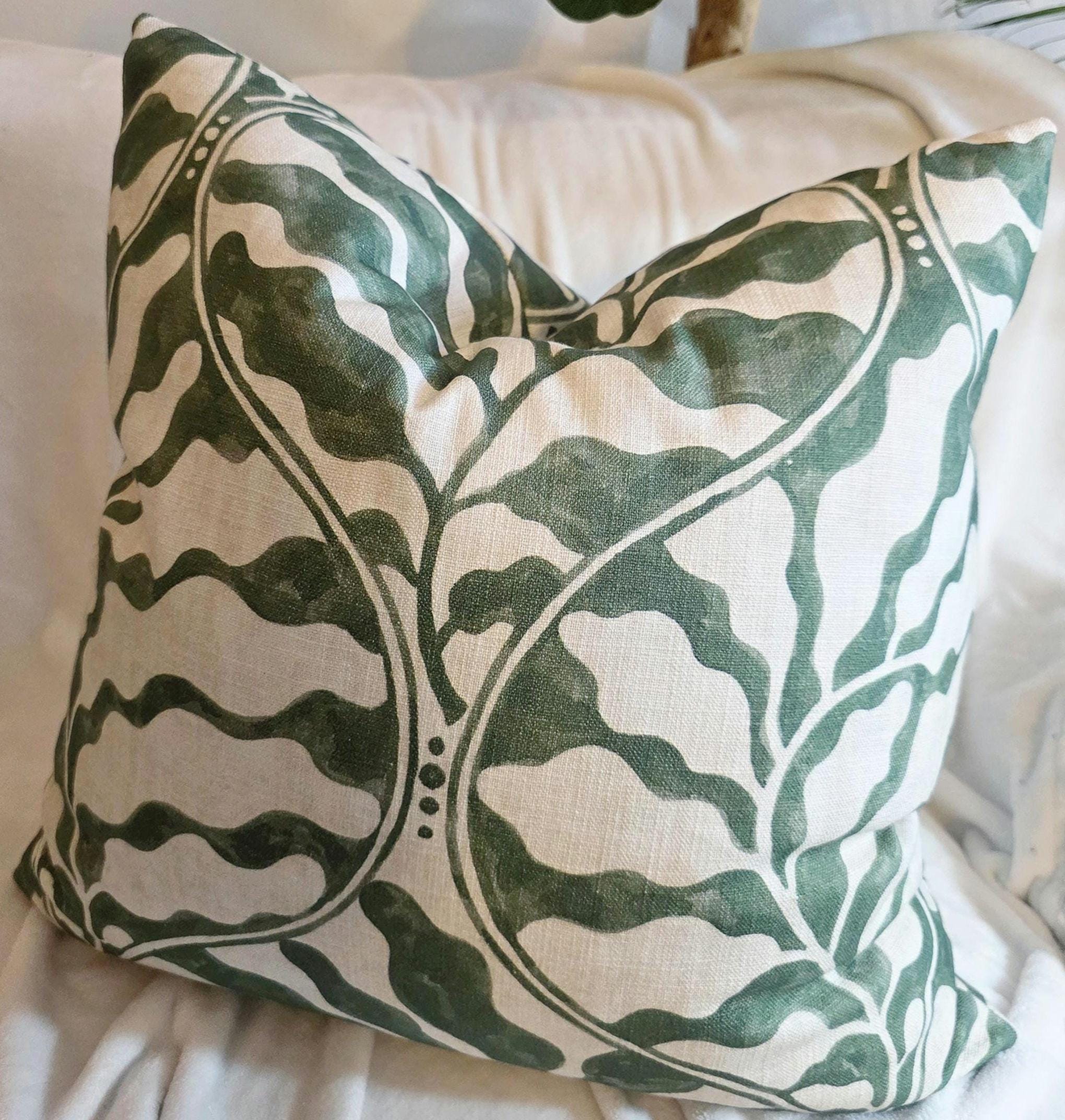 Housse de coussin feuilles d'émeraude