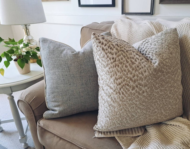 Cream and Tan Velvet Animal Print Pillow Cover Etsy