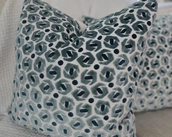 Blue Velvet Geometric Pillow Cover