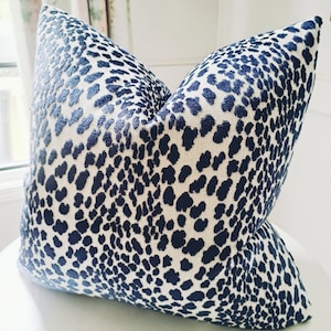 Navy Leapard Velvet Pillow Cover