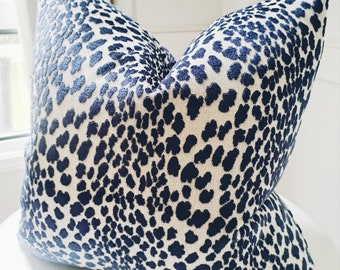 Navy Leapard Velvet Pillow Cover