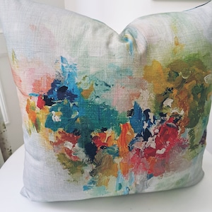Teal Pink Watercolor Pattern Pillow Cover