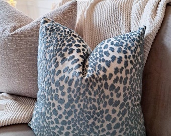 Aqua seasalt leopard print velvet pillow cover