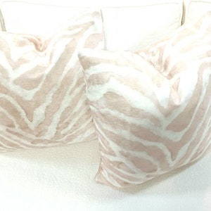 Blush and Cream Zebra Pillow Cover