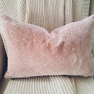 Blush Pink Velvet Textured Pillow Cover
