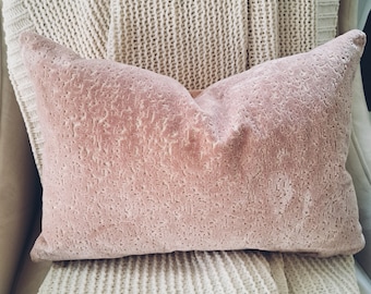 Blush Pink Velvet Textured Pillow Cover