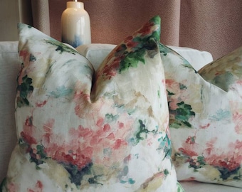 Tea rose watercolor floral pillow cover