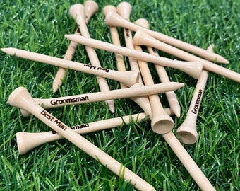 Tee da golf in bambù incisi: bomboniere personalizzate per matrimoni