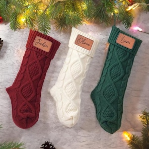 Personalisierter Weihnachtsstrumpf aus Leder Tags: Rustikales Bauernhausdekor