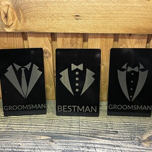 Souvenirs de mariage en métal | Cartes De Vœux Garçon D'honneur En Métal Noir | Cartes mémoire en métal pour mariage | Superbes cadeaux de fête de mariage