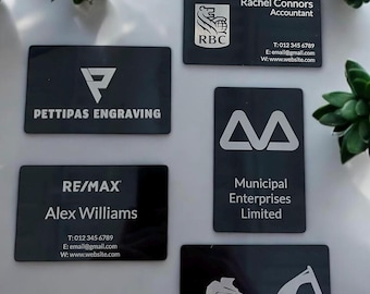 Personalized Laser Engraved Metal Business Cards: Anodized Aluminum