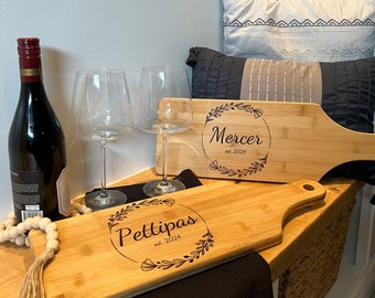 Engraved Bamboo Family Name Cutting Board, Personalized Kitchen Décor, Engraved Charcuterie board, Custom Wedding Gifts, Anniversary Gifts