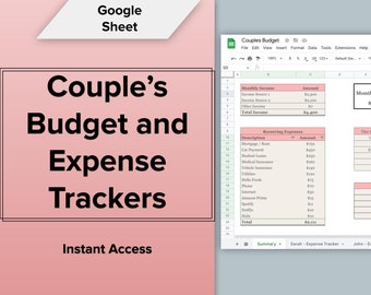 Couples Budget Google Sheet | Shared and Individual Expense Trackers
