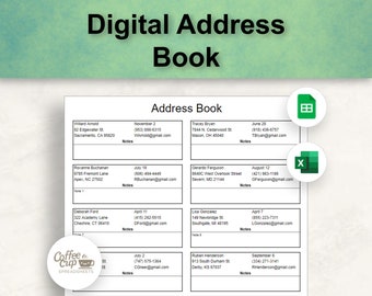 Digital Address Book Google Sheet | Printable Address Book Template Excel