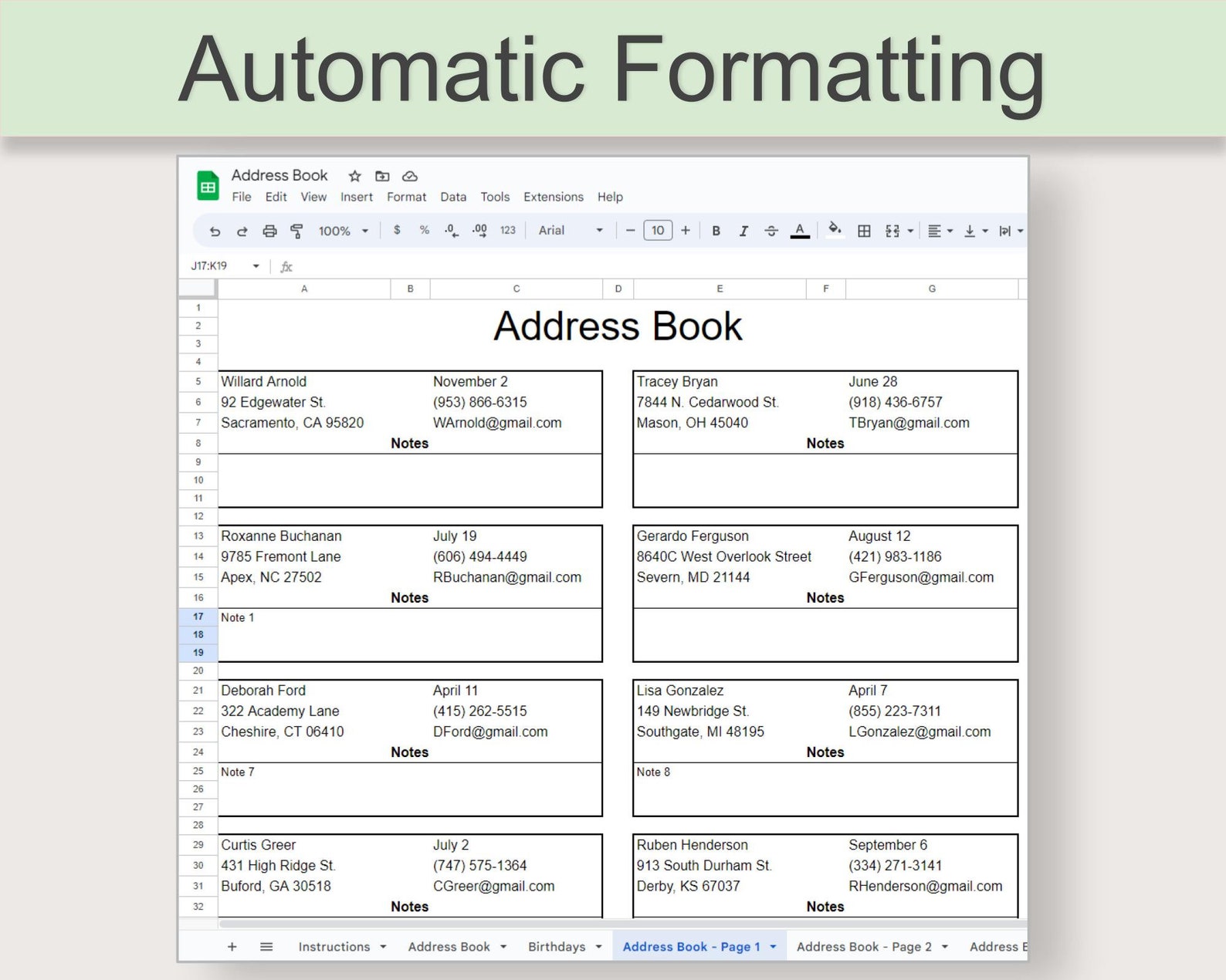 Digital Address Book Google Sheet Printable Address Book - Etsy