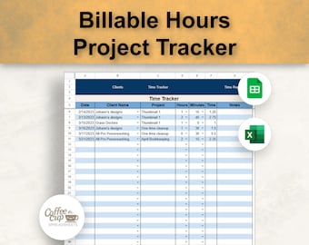 Sjabloon voor factureerbare uren projecttracker met facturen: Google Spreadsheets en Excel
