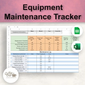 Equipment Maintenance Tracker Excel and Google Sheet