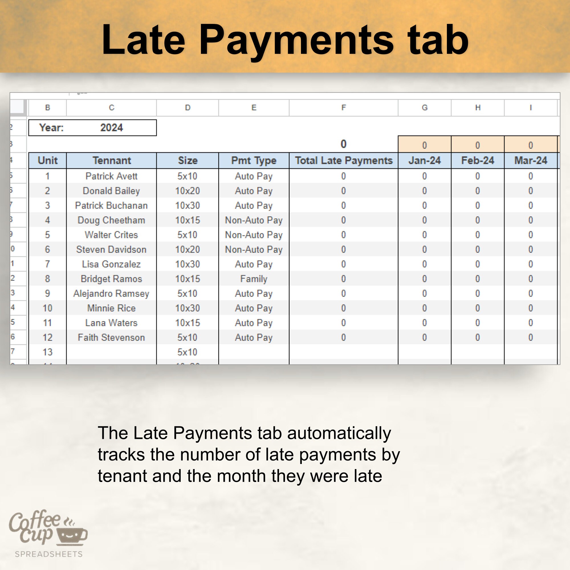 Self Storage Unit Rent Roll: Monthly/annual Tracker Google Sheets ...