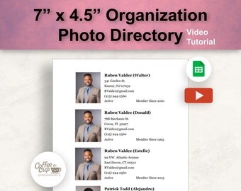 7&quot; x 4.5&quot; Organization Photo Directory | Board Member Directory Template Google Sheet