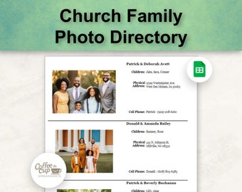 Church Photo Directory Google Sheet - With Birthday and Anniversary List