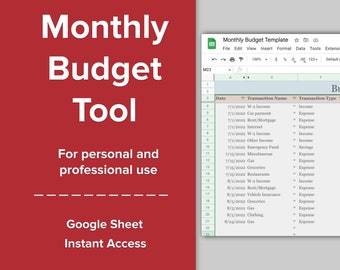 Monatliche Budgetierung Google Sheet, Budget Spreadsheet, Ersparnisse Einnahmen Ausgaben Tracker