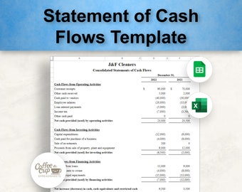 Statement of Cash Flows Google Sheet und Excel Template