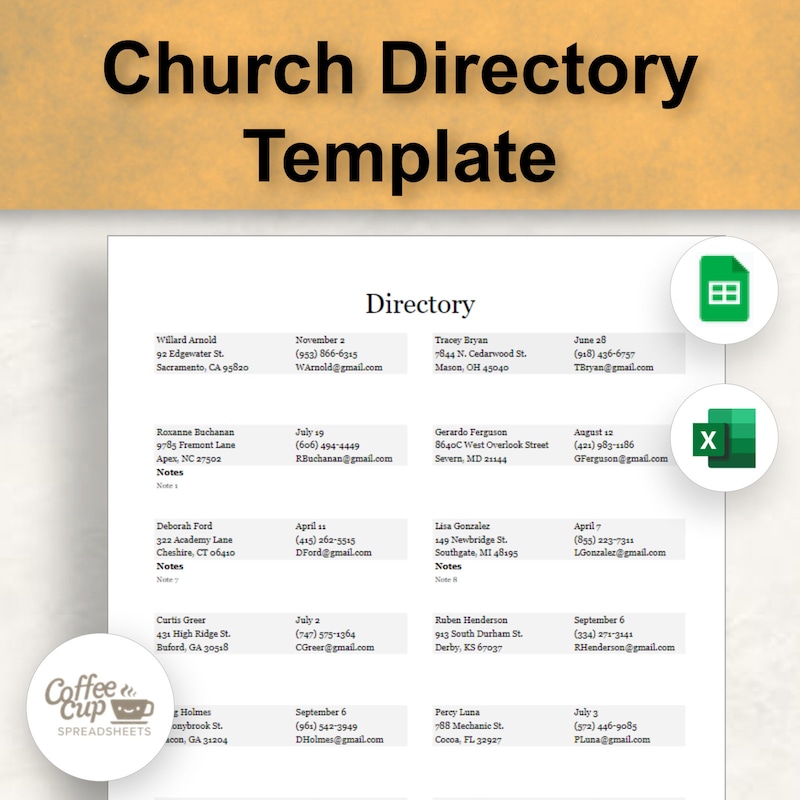 Church Directory Etsy