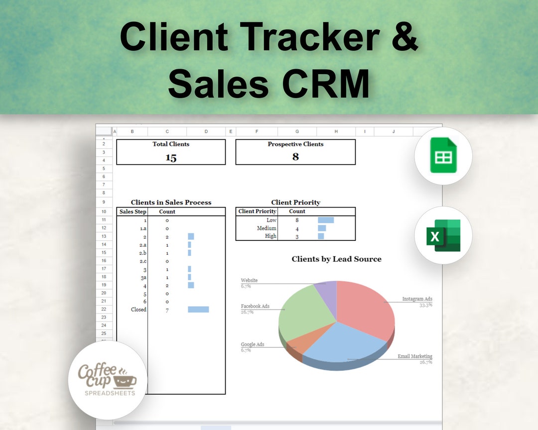 Client Tracker: Excel & Google Sheets CRM Template - Etsy