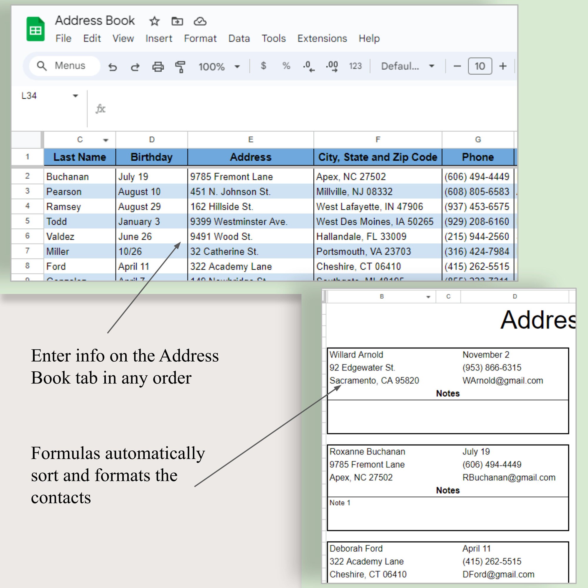 Digital Address Book Google Sheet Printable Address Book Template Excel