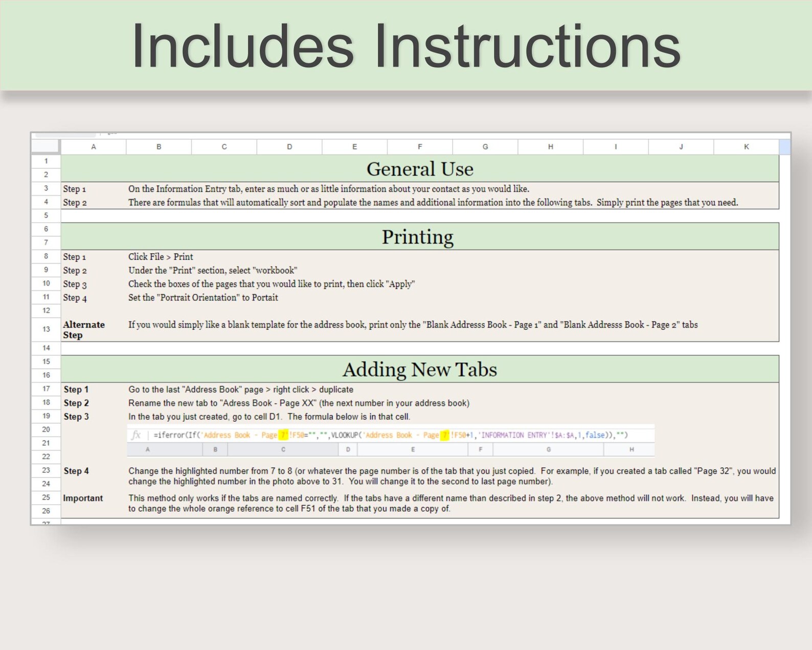 Digital Address Book Google Sheet Printable Address Book Etsy