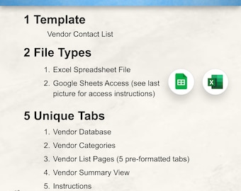 Vendor Contact List Google Sheet and Excel Template Database