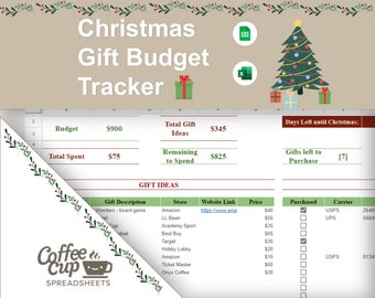 Weihnachtsbudget Google Sheet | Weihnachtswunschliste Tracker Excel Tabelle