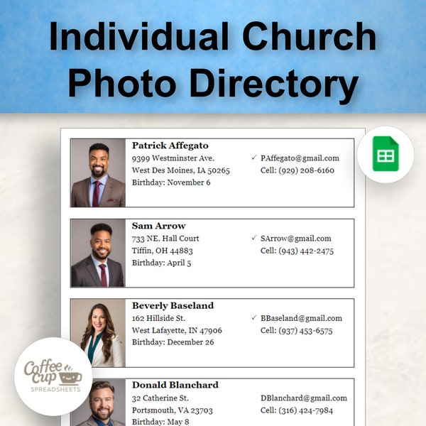 Church Directory Etsy