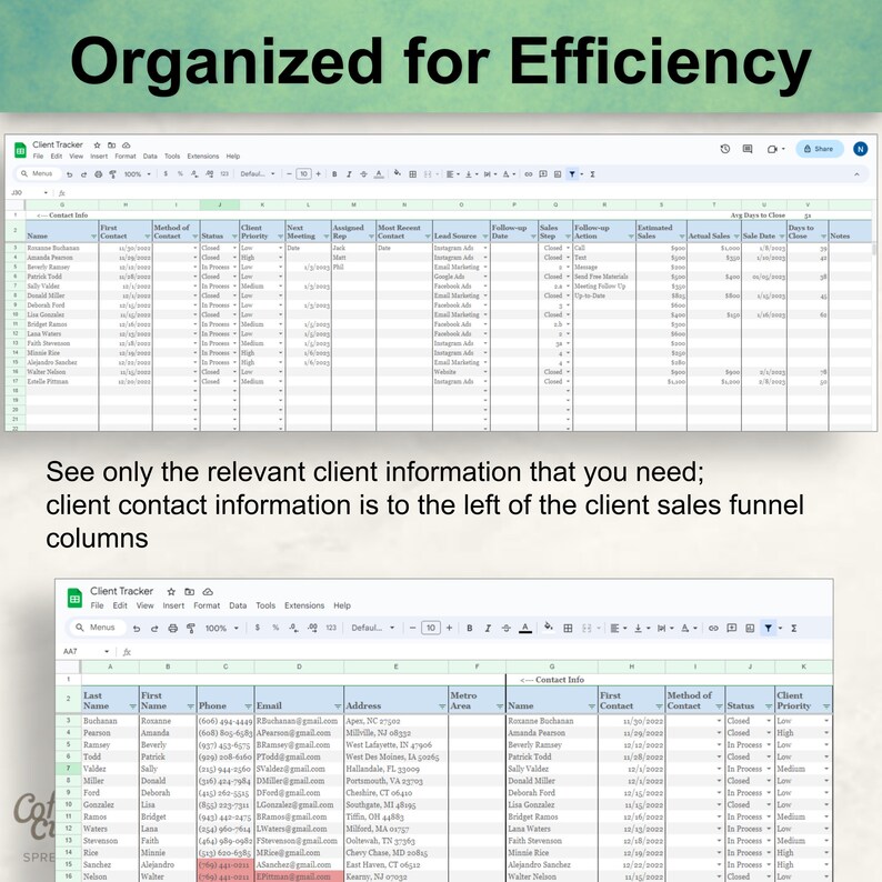 Client Tracker Contact List - Excel and Google Sheet Template ...