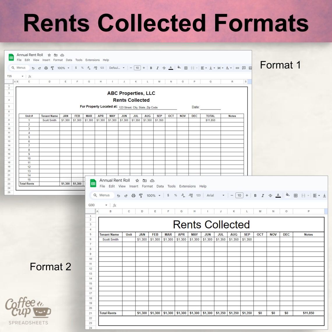 Rent Roll Excel Template and Google Sheet | Rent Collection Tracker ...