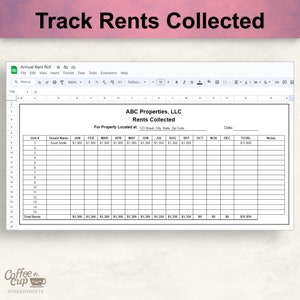Rent Roll Excel Template and Google Sheet | Rent Collection Tracker ...