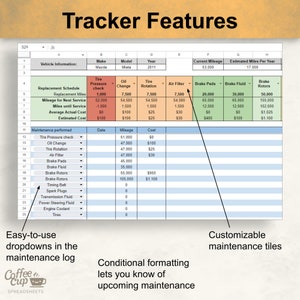 Car Maintenance Log, Vehicle Maintenance Checklist, automotive repair tracker, vehicle dashboard, car cost tracker, Auto repair excel, car maintenance book Google Sheet, Car Repair Tracker