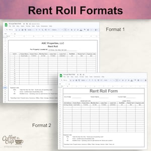 Pad Rent Sheet Printable Rent Roll and Rental Tenant Tracker Template: Excel & Google ...