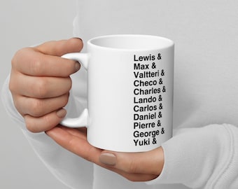 Tazza da caffè con elenco della griglia di partenza dei piloti di Formula 1 - Regalo per i fan della F1