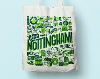 Nottingham Souvenir Tragetasche – Siebdruck Stadt Design