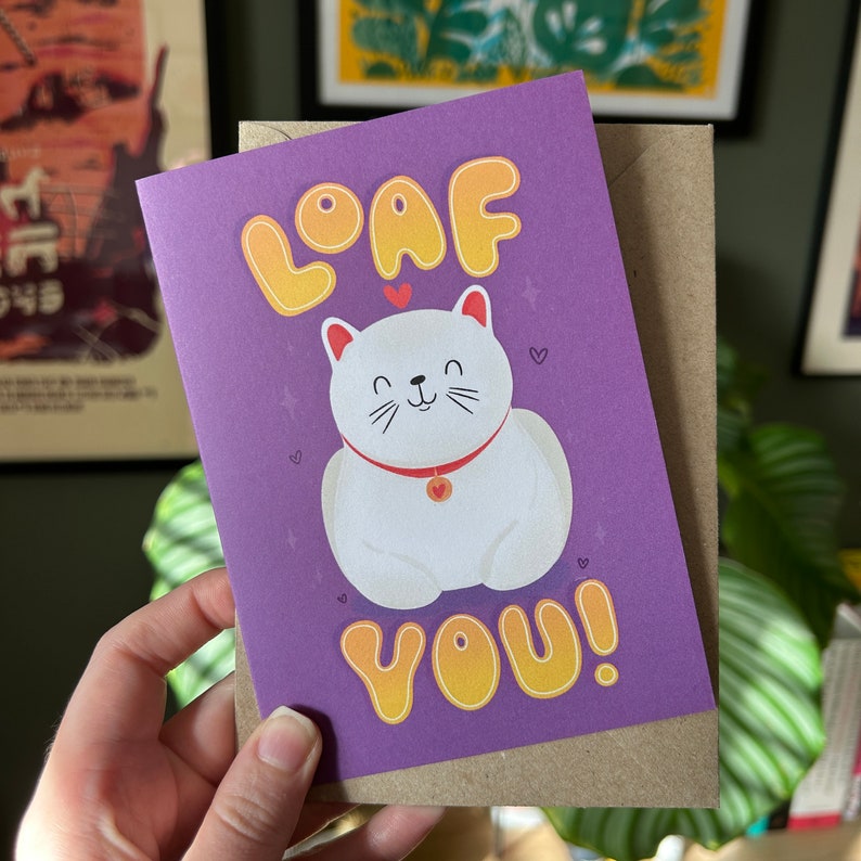 Cute Cat Loaf You Card Cute card, cat card, card for cat lovers, cute celebration card, anniversary card, valentines image 2