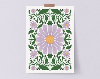 Lilac Bliss Floral Pattern Art Print |