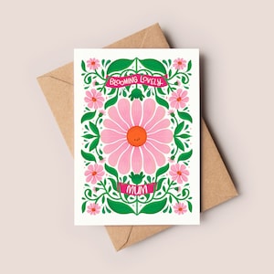 Mamá encantadora floreciente / Floral, Mamá bonita, Tarjeta de cumpleaños divertida, Tarjetas para mamá, Flores para mamá, Tarjeta de arte, Regalo para mamá, Bonita tarjeta para el Día de la Madre,