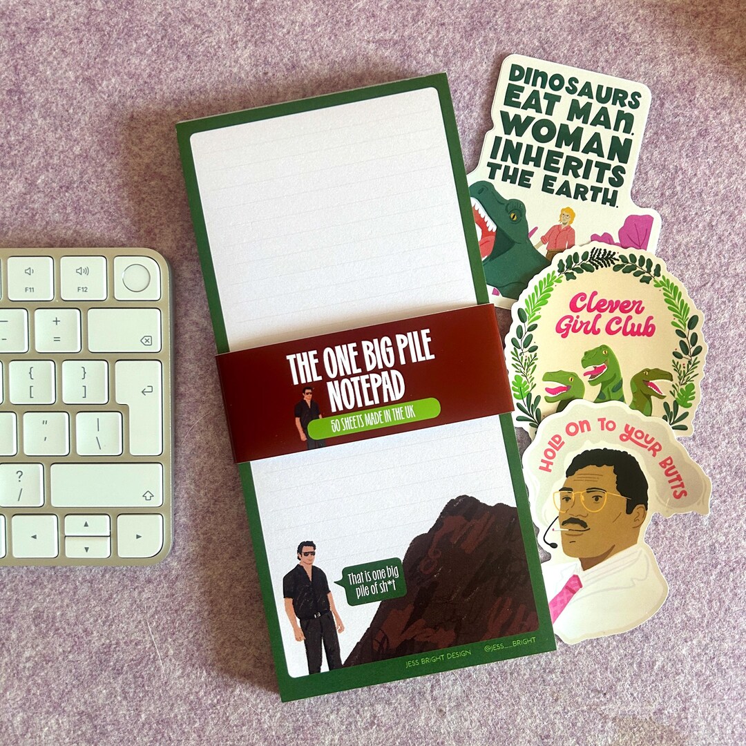 The Big Pile Jurassic Park Notepad | Dinosaurlover Task Pad, Recycled ...