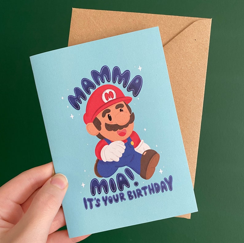 Mamma Mia! It's Your Birthday Card | Gaming Gift, Mario Gift, Nontendo ...